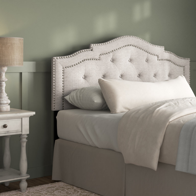 Tête de lit tapissier Ernetta, Très grand, Beige-gris
