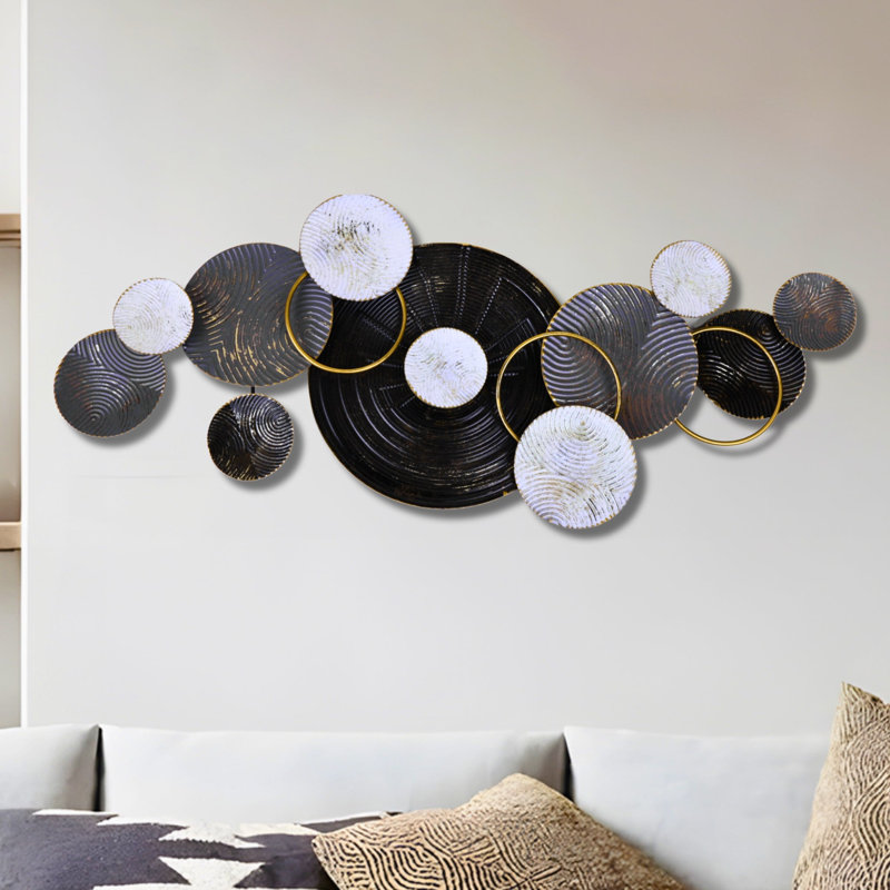 Décoration murale de maison ou de bureau surdimensionnée en métal surdimensionné noir gris blanc 48 pouces