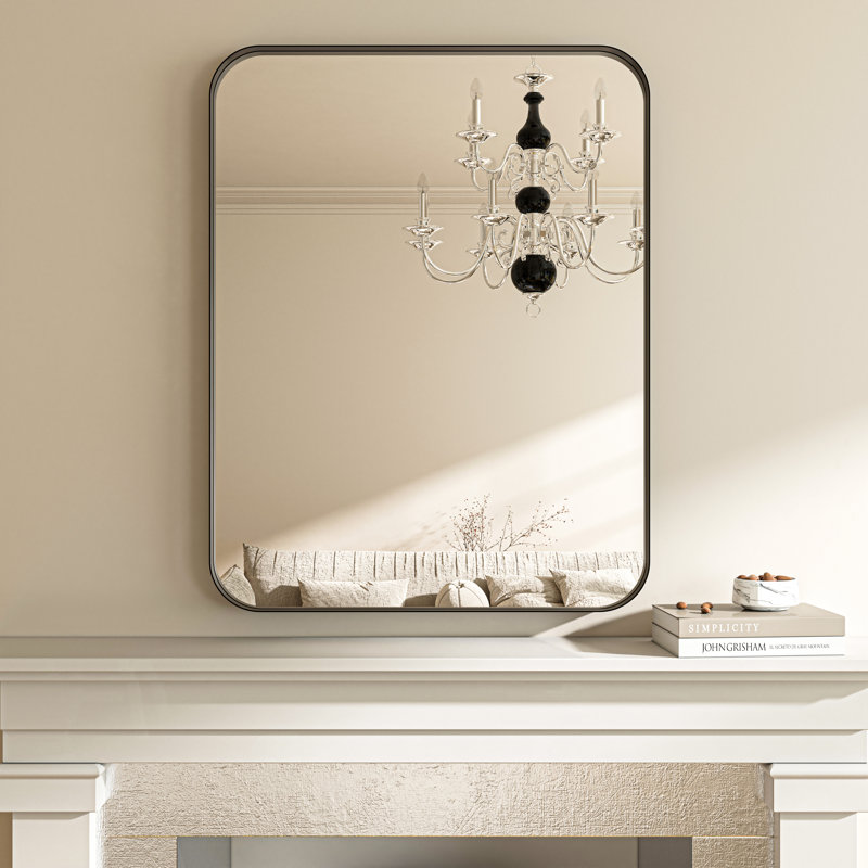 Metal Rectangle Mirror, Black, 28" x 36"