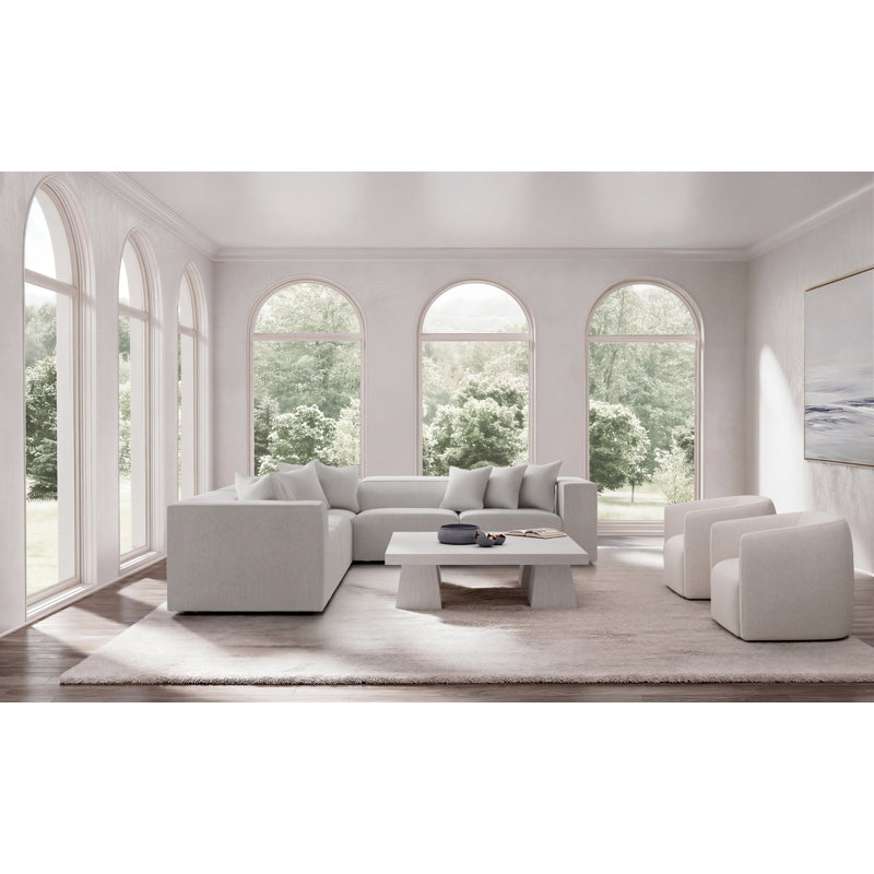 Bernhardt Bliss 3-Piece Fabric Sectional, 28" H x 123.5" W x 123.5" D, White Polyester