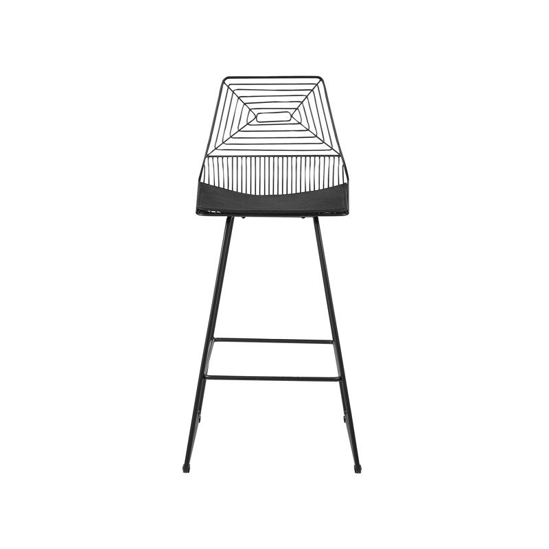 Anjail Upholstered Counter Stool with Metal Frame, Black