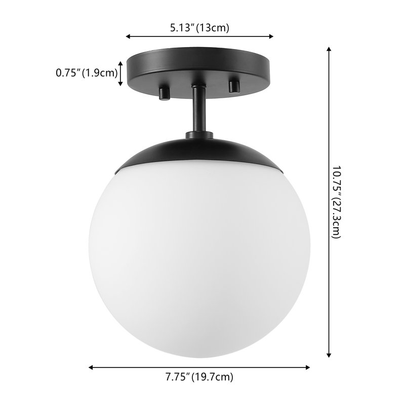 Statler Glass Semi Flush Mount, Black