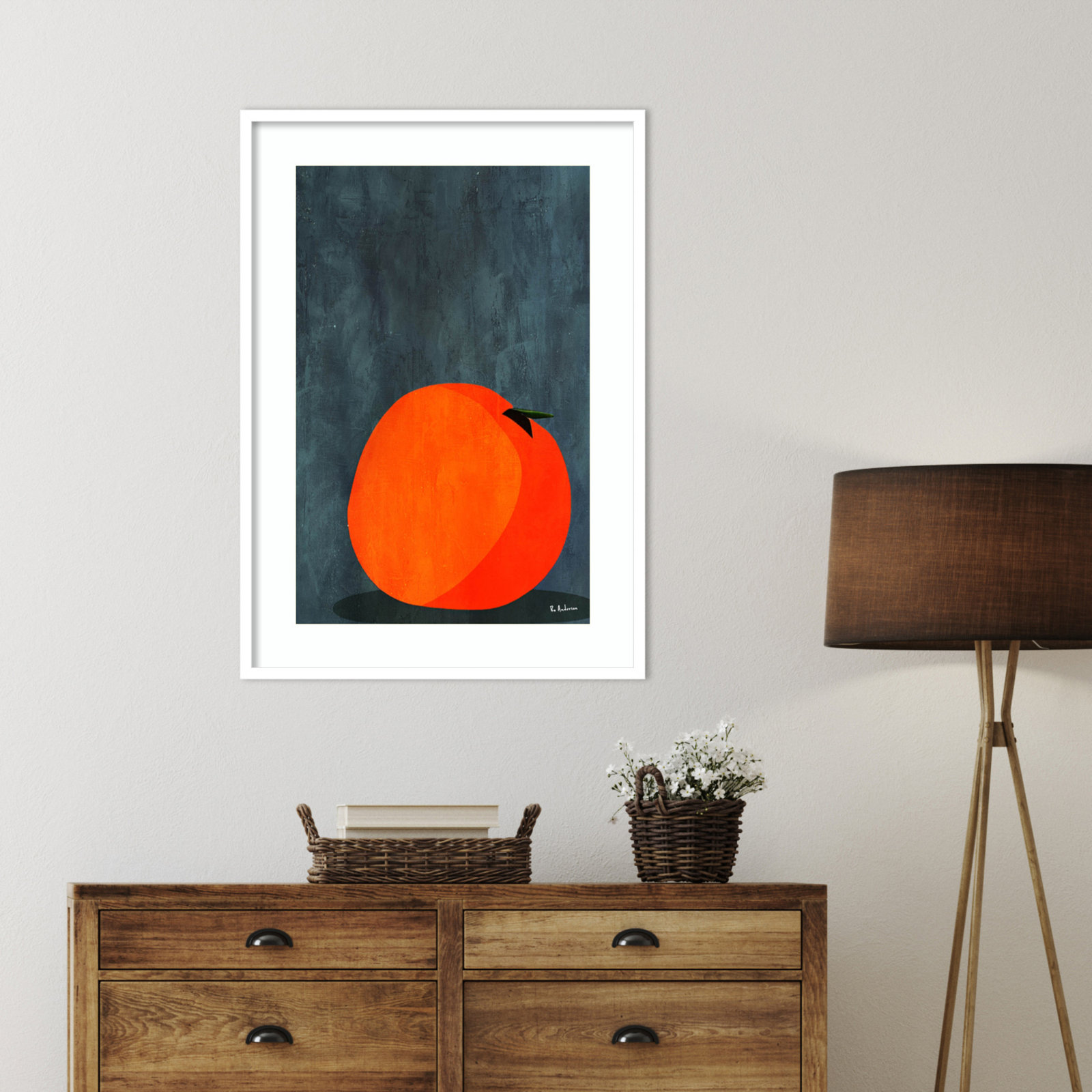 Calmly Sleeping Apple Print, 38" H x 27" W, White