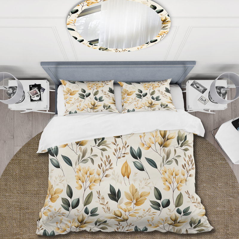 Ensemble de housse de couette Vintage Leaves - Plants, Housse de couette pour très grand lit et 2 très
