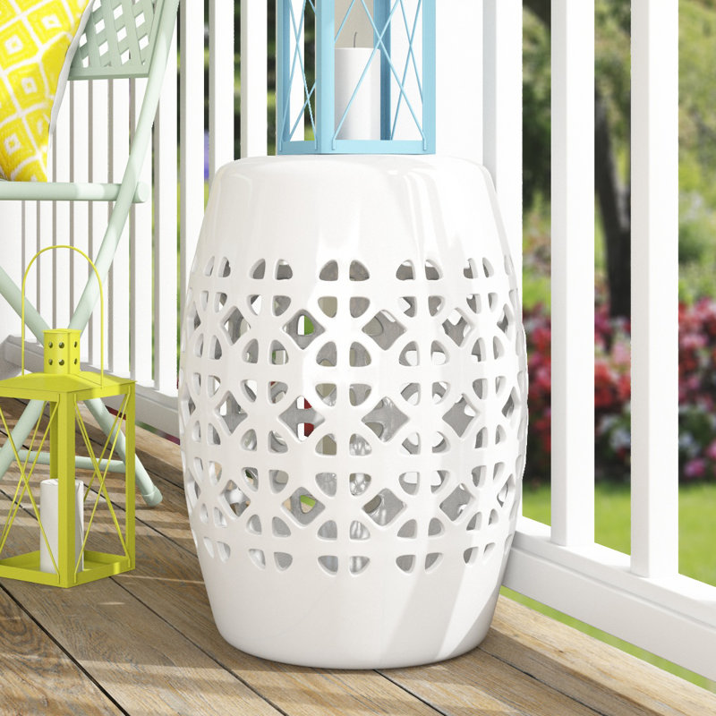 Eufaula Ceramic Accent Stool, White