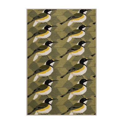 Washable Great Tit Birds Area Rug