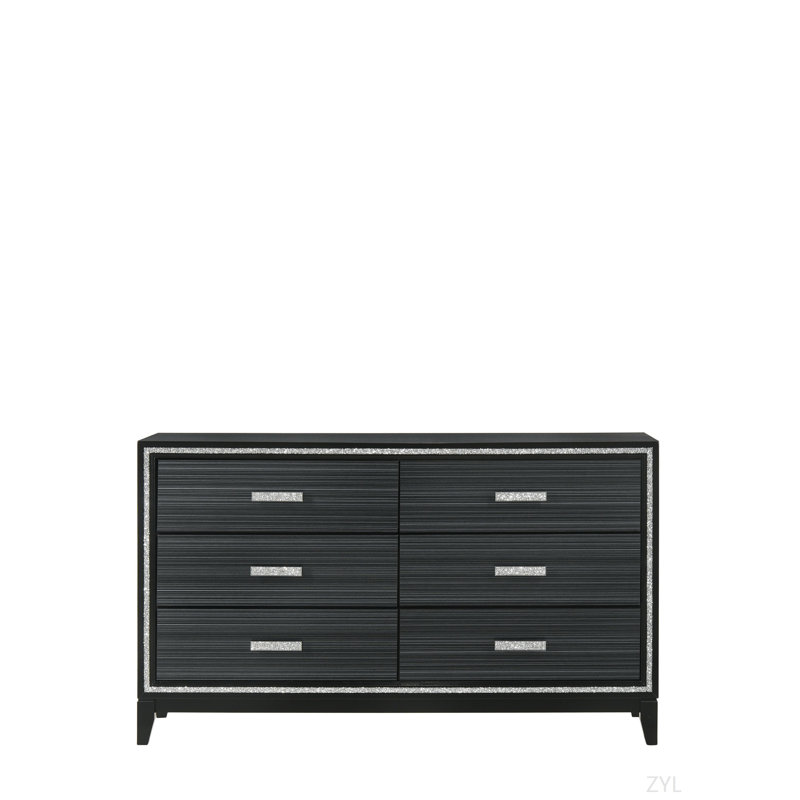 Weathered Black Finish Dresser, Black
