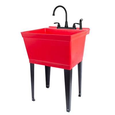 Évier à lessive sur pied avec robinet L 23,5 po x l 22,875 po