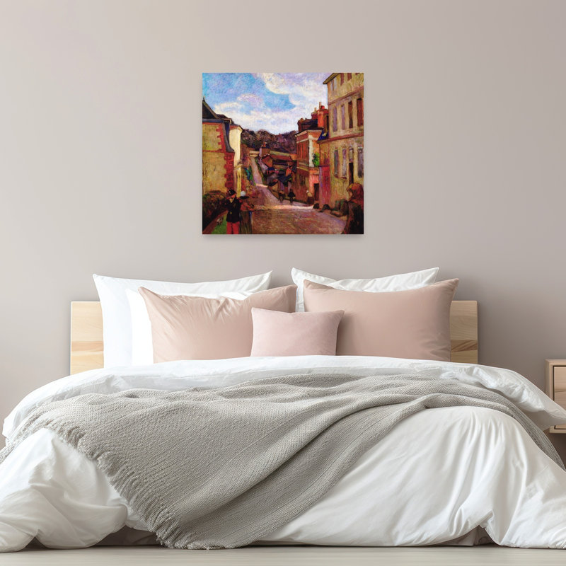 Une ville de banlieue, 1884, impression d'art classique de ville abstraite colorée, 32" H x 32" W