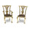 2 Piece Miniature Brass Chippendale Chair Sculpture Set