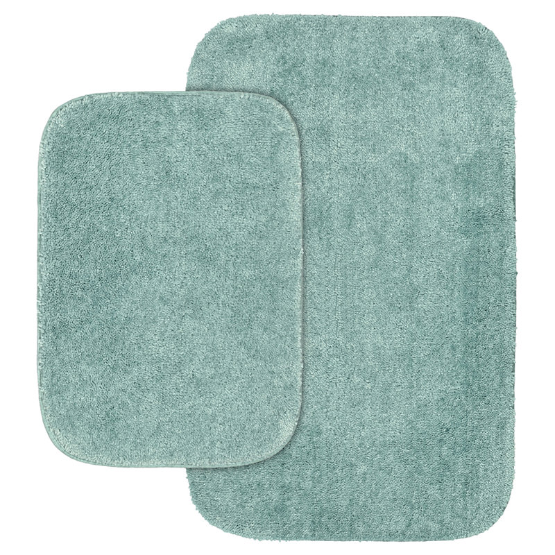 Billy-Dean Nylon 2 Piece Bath Rug Set with Non-Slip Backing, Sea Foam