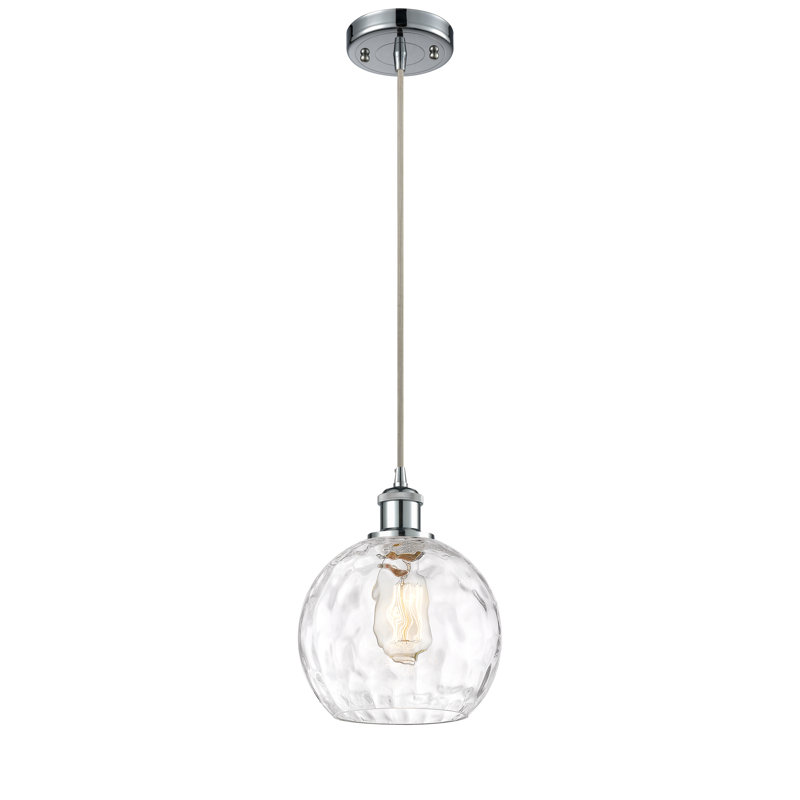 Luminaire suspendu sphère 1 lumière Roxane, Ampoule non incluse, H 10 po x l 8 po x P 8 po, Chrome poli
