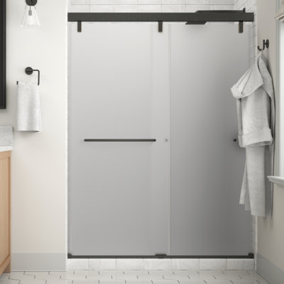 Delta Classic 60 in. x 71-1/2 in. Mod Semi-Frameless Sliding Shower Door, 1/4 in. (6mm) Niebla Glass