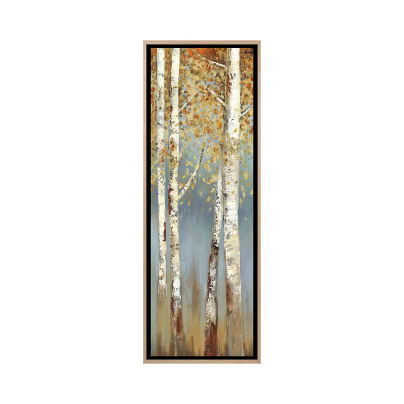 Butterscotch Birch Trees I by Allison Pearce - Print on Canvas, 182.88cm H x 60.96cm W x 3.81cm D, Oak Floater Framed