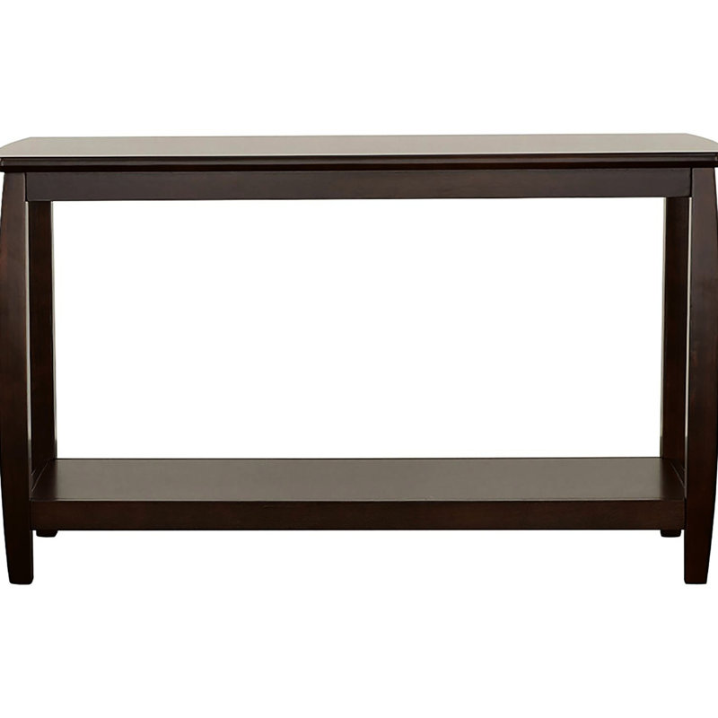 Cappuccino Table With Rectangular Form And Double Shelf For Convenience Console Functional Top Extra