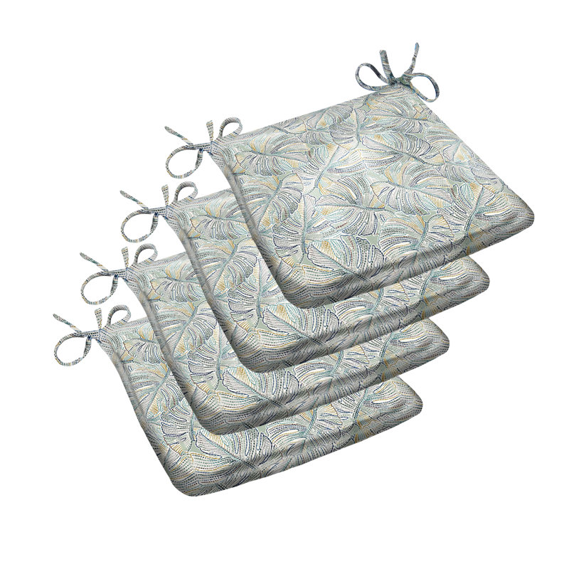 Trapezoid Water-repellent Seat Pad Set of 4, Gray Floral