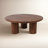 Round Solid Wood Coffee Table with Thick Pedestal Base for Living Room and Home Use - Modern Rustic Center for Small Cocktail Table Design - Dark Brown-1340437105