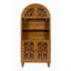 Armoire de rangement cintrée Carlos, détails sculptés, étagères ouvertes, noyer 67 pouces