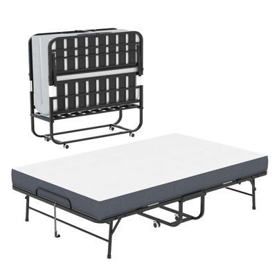 Large Folding Bed for Tall People, Extra Long & Wide Rollaway Bed with 5" Memory Foam, Heavy-Duty 450lbs Capacity Guest Bed, Spacious Portable Twin Cot