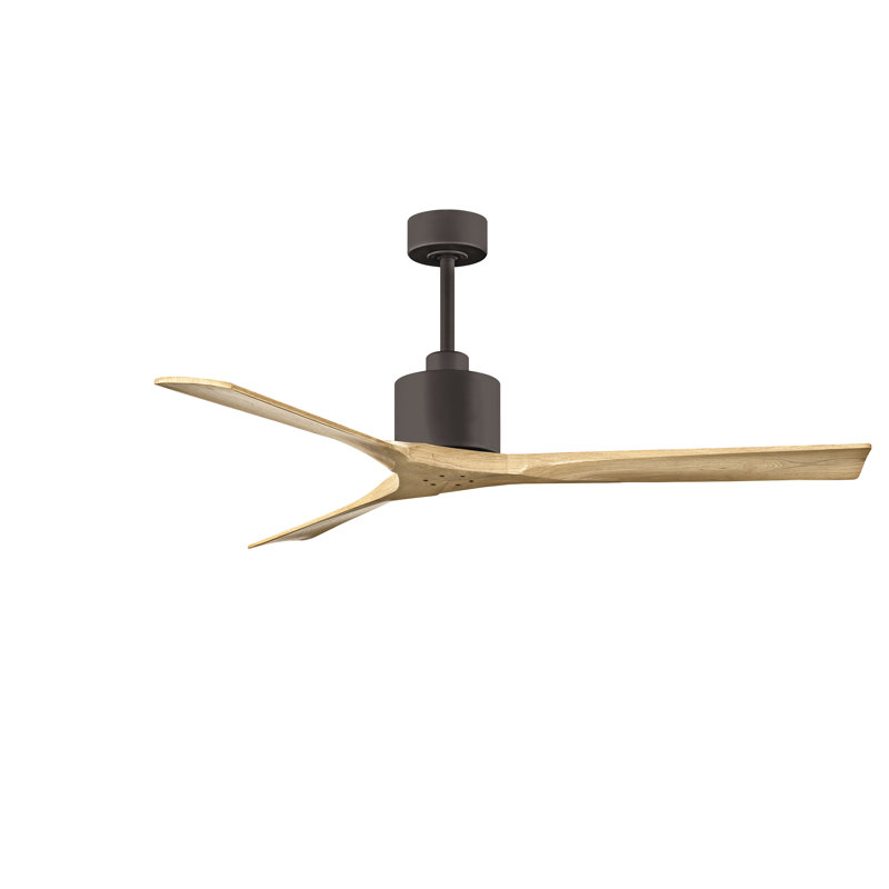 Nan Ceiling Fan In Textured Blades, Textured Bronze, Light Maple Tone, 52"