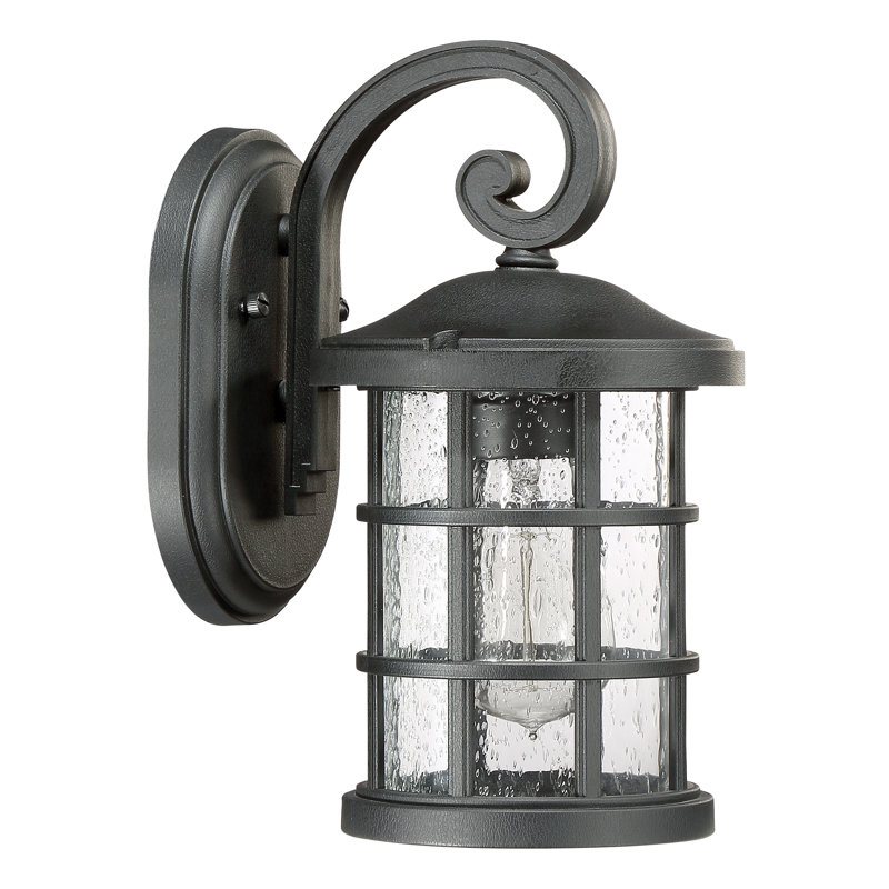 Lanterne murale d'extérieur en verre Auted Autry, Noir terre, H 14,25 po x l 8 po x P 9,75 po