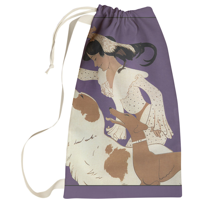 Sac à linge rétro pour chien, affiche, Petit (H 64 po x l 20 po x P 1,5 po), Mauve