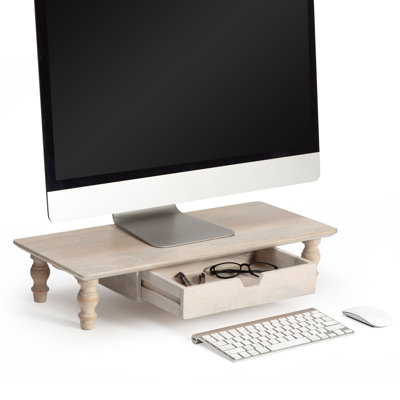Bascum Wood Monitor Stand with Drawer
