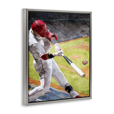 Cadre flottant d'athlète frappant au baseball, design par Kim Allen