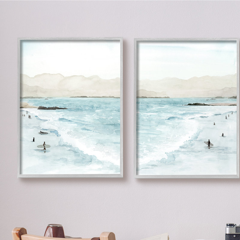 Paysage de plage à marée haute, Toile tendue, H 16 po x l 40 po