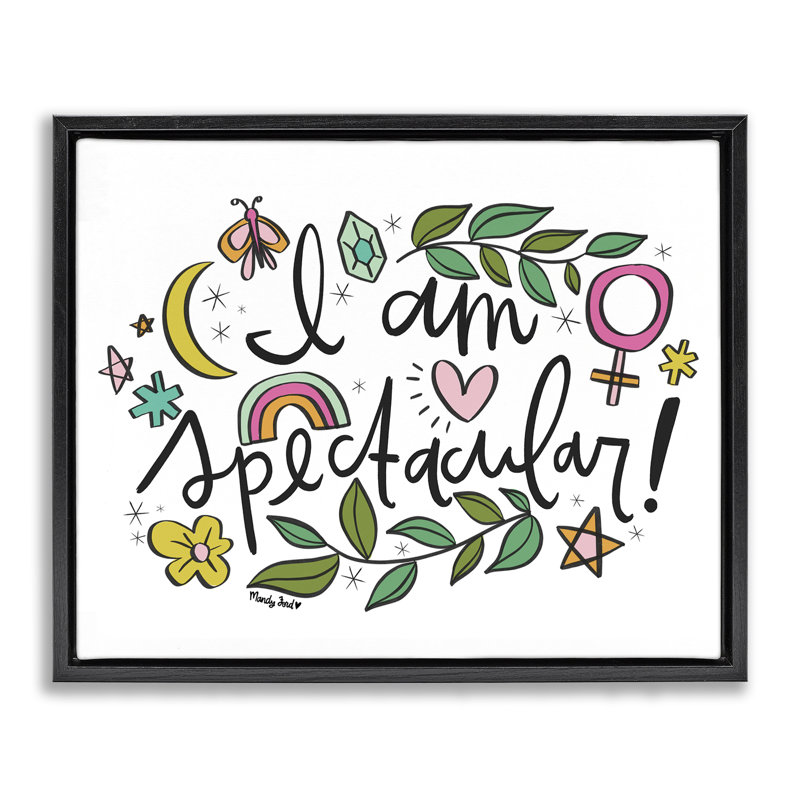 Motivation I Am Spectacular Floating Frame, design par Mandy Ford Art + Illustration, Cadre flottant noir de jais