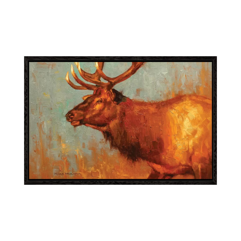 Timber Bull 1 Piece Painting on Canvas, 66.04cm H x 101.6cm W x 3.81cm D, Black Framed