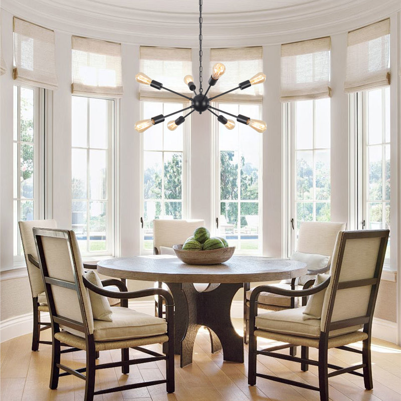 Pushkar 8 - Light Modern Plug in Sputnik Sphere Chandelier with Cord & ON/OFF Switch, Industrial Dining Room Chandelier Kitchen Pendant Lights