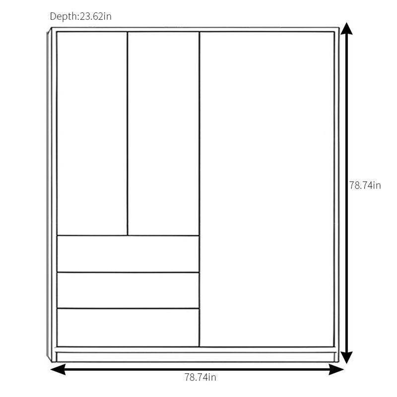 Garde-robe simple en bois, H 78,74 po x l 78,74 po x P 23,62 po