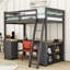 Loft Bed With U-Shaped Desk And Storage Shelves-882918579-882918577
