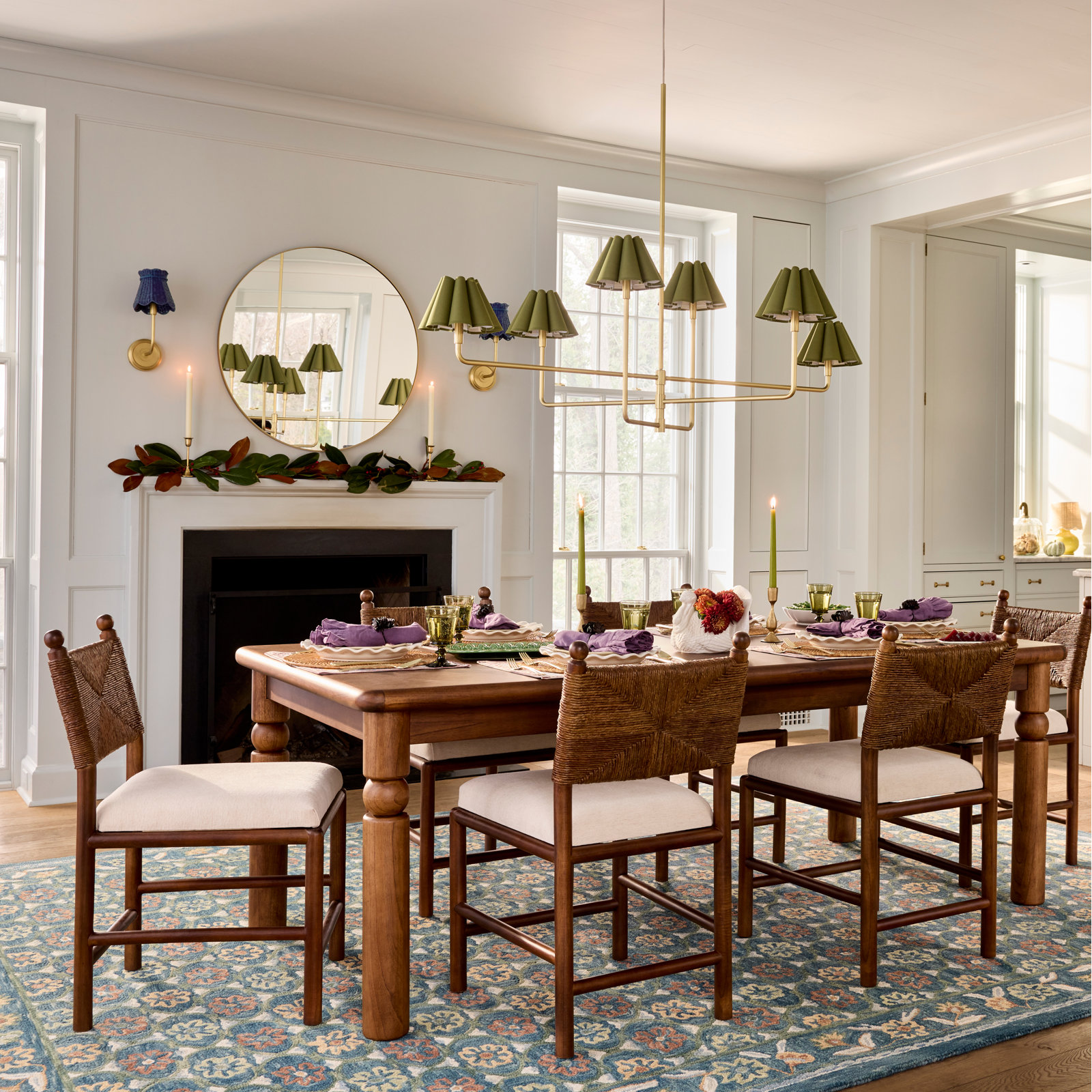 Finnian Natural Tapered Chandelier Shade, Indigo