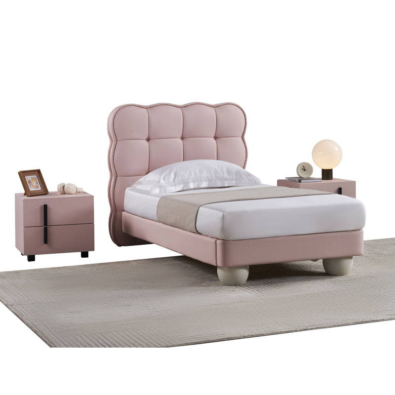 Lit plateforme en cuir Amerski Croydon Araceli, Grand