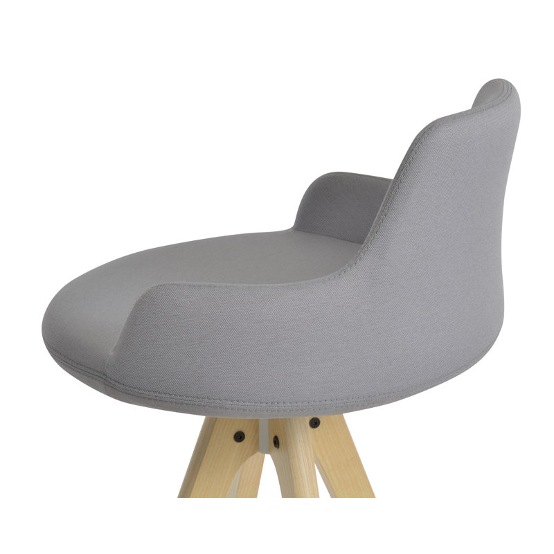 Tabouret de bar et de comptoir, Tabouret de comptoir (siège d'une hauteur de 24,5, Naturel, Tissu gris pâle