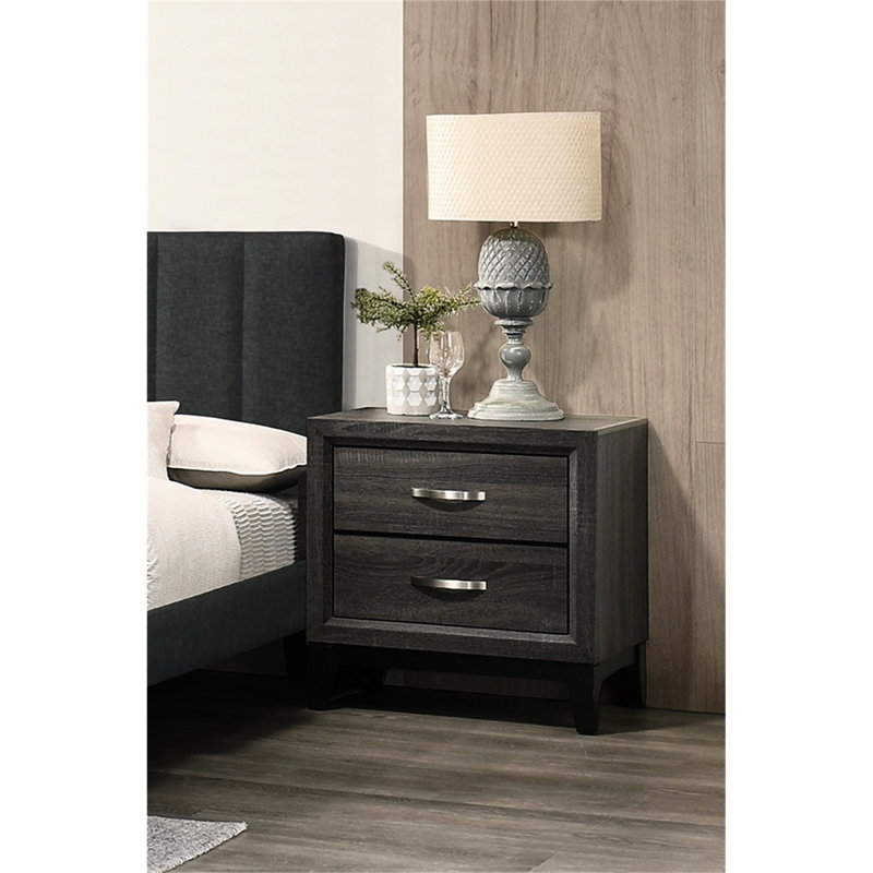 Table de chevet de chambre à coucher avec 2 tiroirs en gris et noir 2 tons - élément décoratif