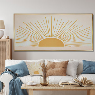 Mid Century Yellow Sun Print - Minimalism Canvas Art, Yellow Minimalist Wall Art