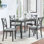 Chaise de salle à manger rembourrée en bois massif gris pour 4 personnes avec siège haut rembourré et large application dans différents espaces Chaise de salle à manger rembourrée en bois massif gris 4, siège haut et rembourré, application large