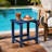 16.1" W x 12.2" D x 16.7" H HIPS Outdoor Side Table , Durable Weather Resistant Patio Side Table for Adirondack Chairs, 200Lbs Load Bearing Square Small Outdoor Table for Backyard, Pool, Patio, Porch, Garden, Lawn, Relaxing Companion, Blue-2067378005