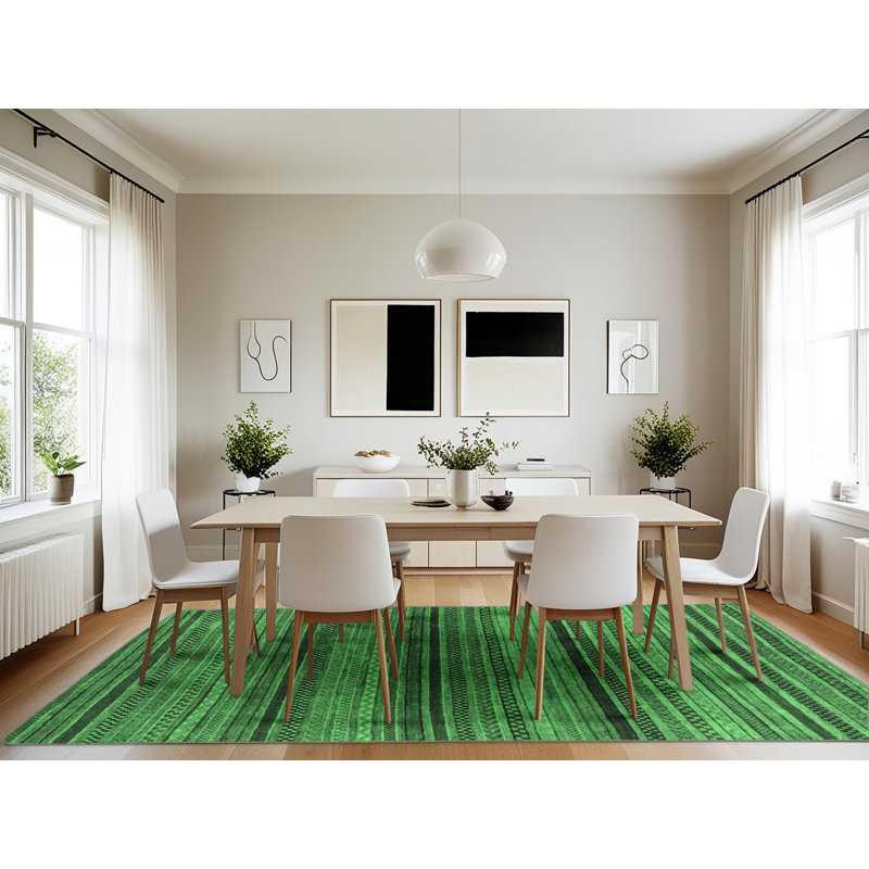 Keyandrea Washable Geometric Indoor Rug, Rectangle 7' x 10'
