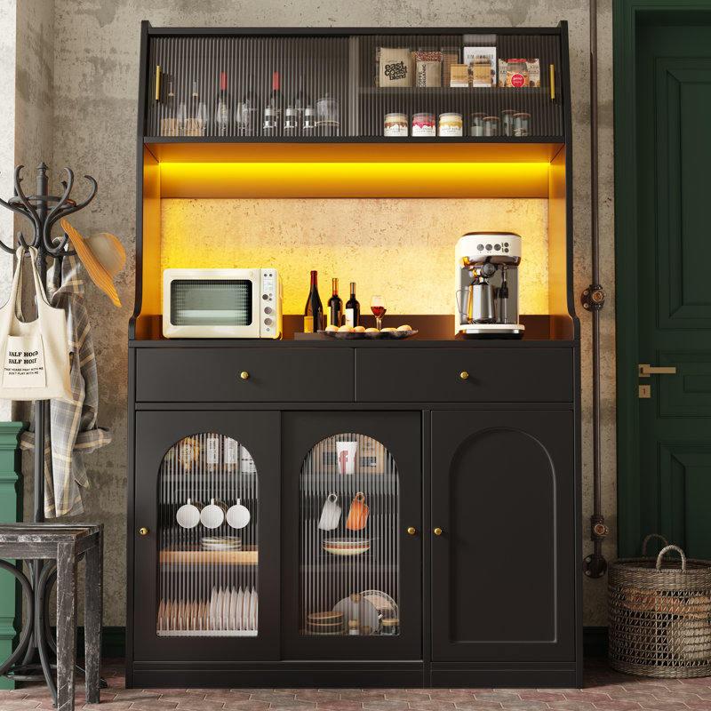 180cm Kitchen Pantry, Black