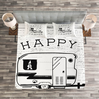 Abriyana Graphic Print & Text Bedspread with Pillow Shams Included