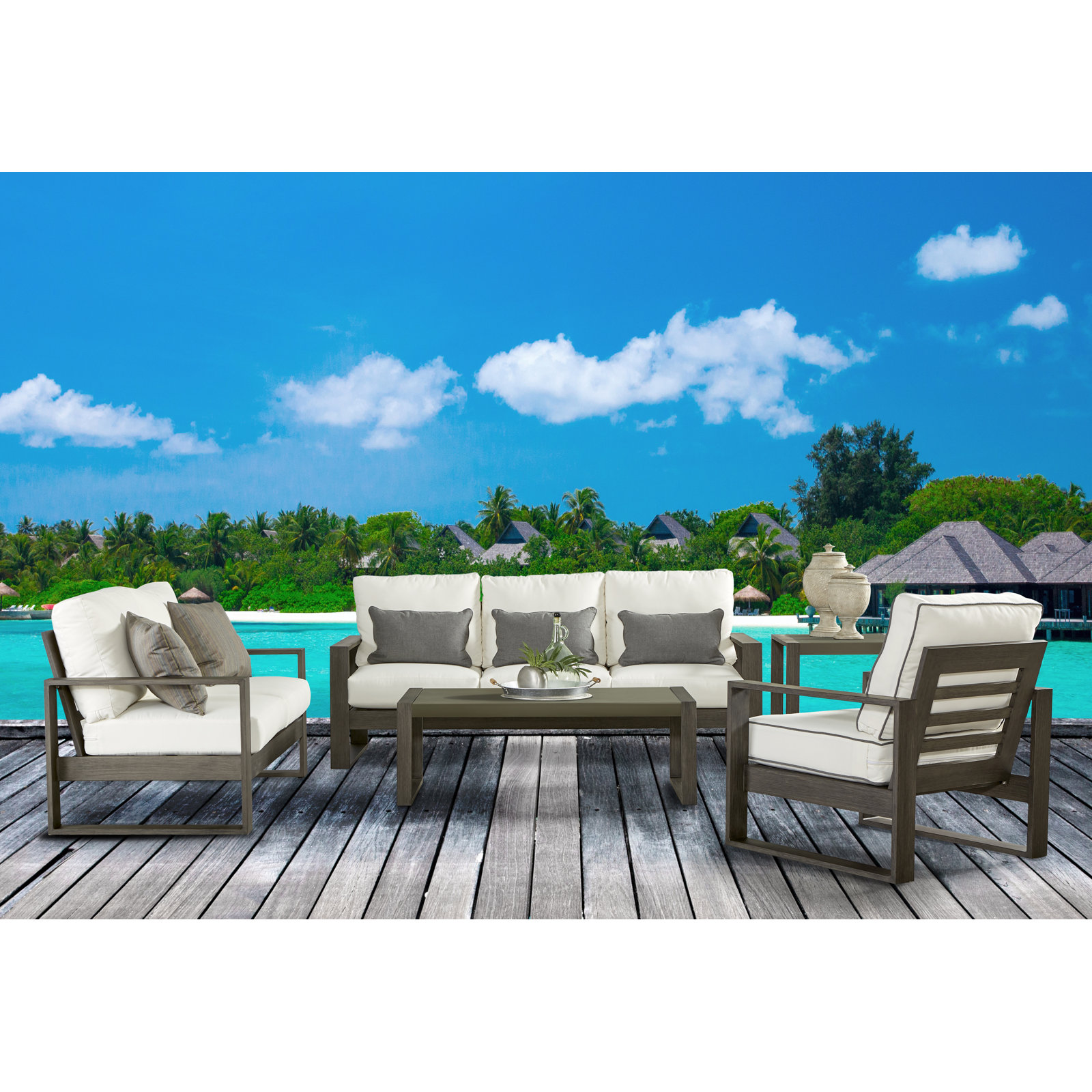 Toyea Patio Sofa, Cast Slate, 30” H x 79” W x 29.5” L