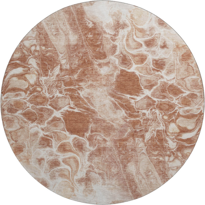 Premium Machine Washable Mayfield AMF1936 Abstract Rug, Round 8'