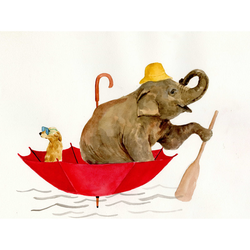 " The Elephant And Dog ", 24" W x 18" H