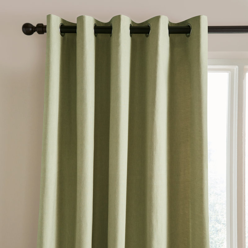 Yarn Dyed Cotton Chambray Curtains Two Panels, 229 W x 229 D cm, Sage