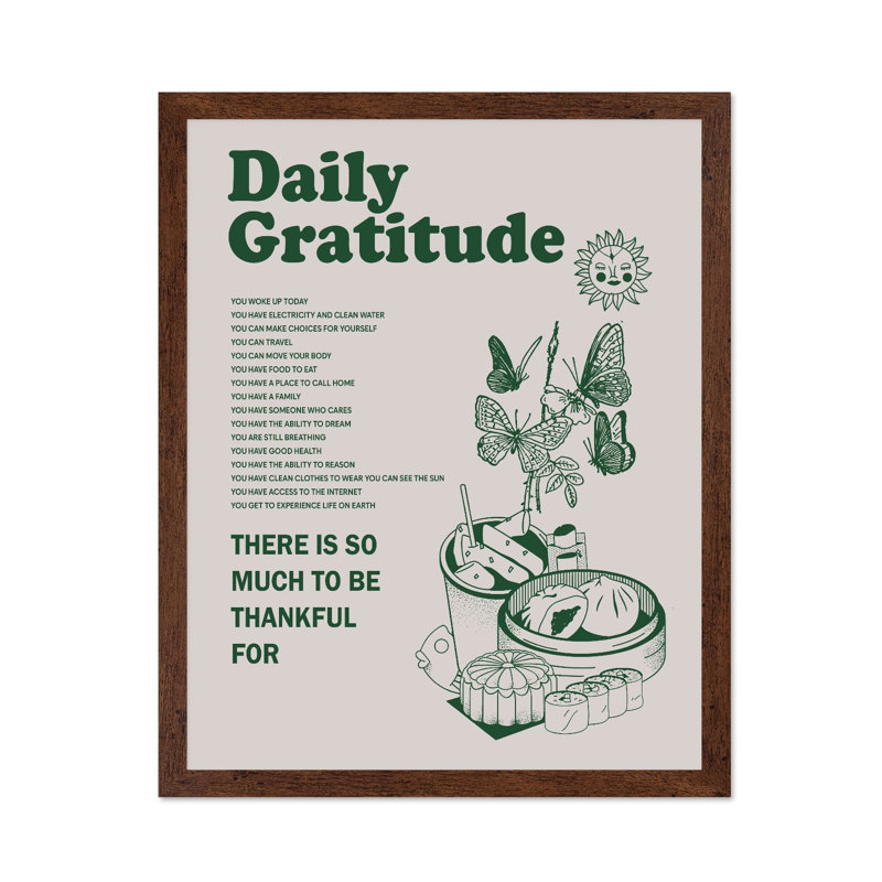 Gratitude quotidienne, Poster, 12"H x 16"W, Brown Framed