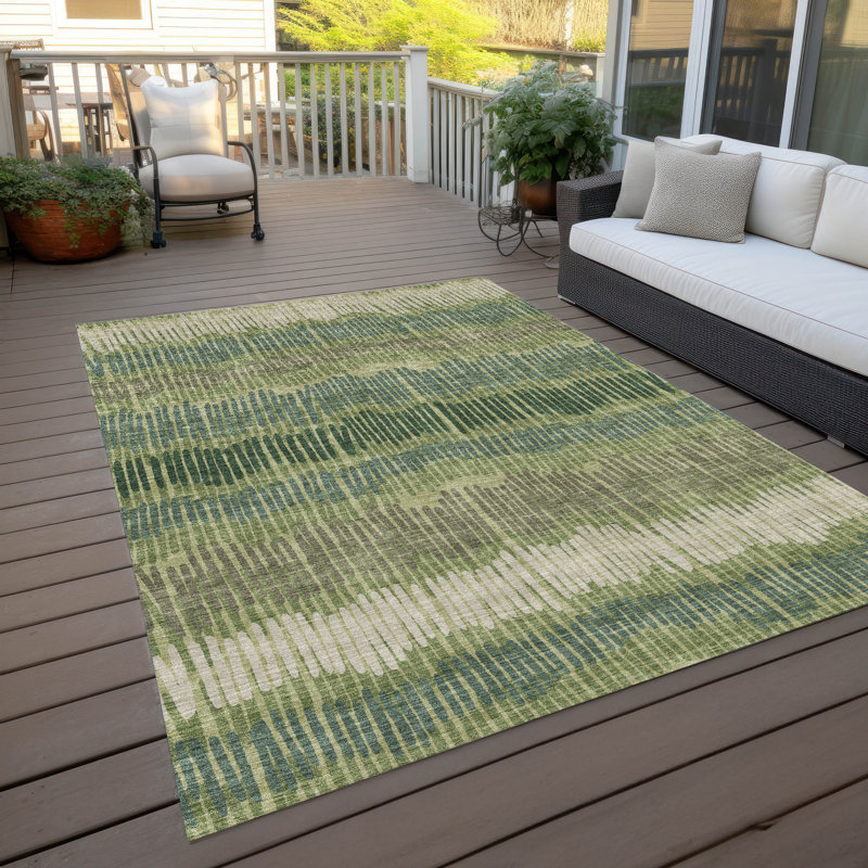 Rectangle Malek Indoor/Outdoor Area Rug with Non-Slip Backing, Rectangle 5' x 7'6"